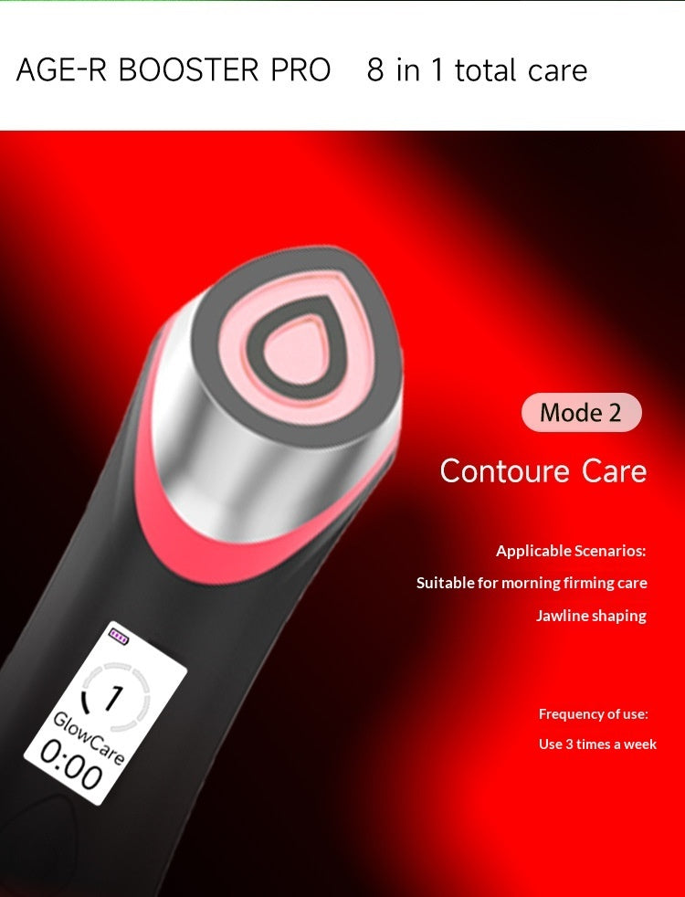 Woman using a skincare tool at home